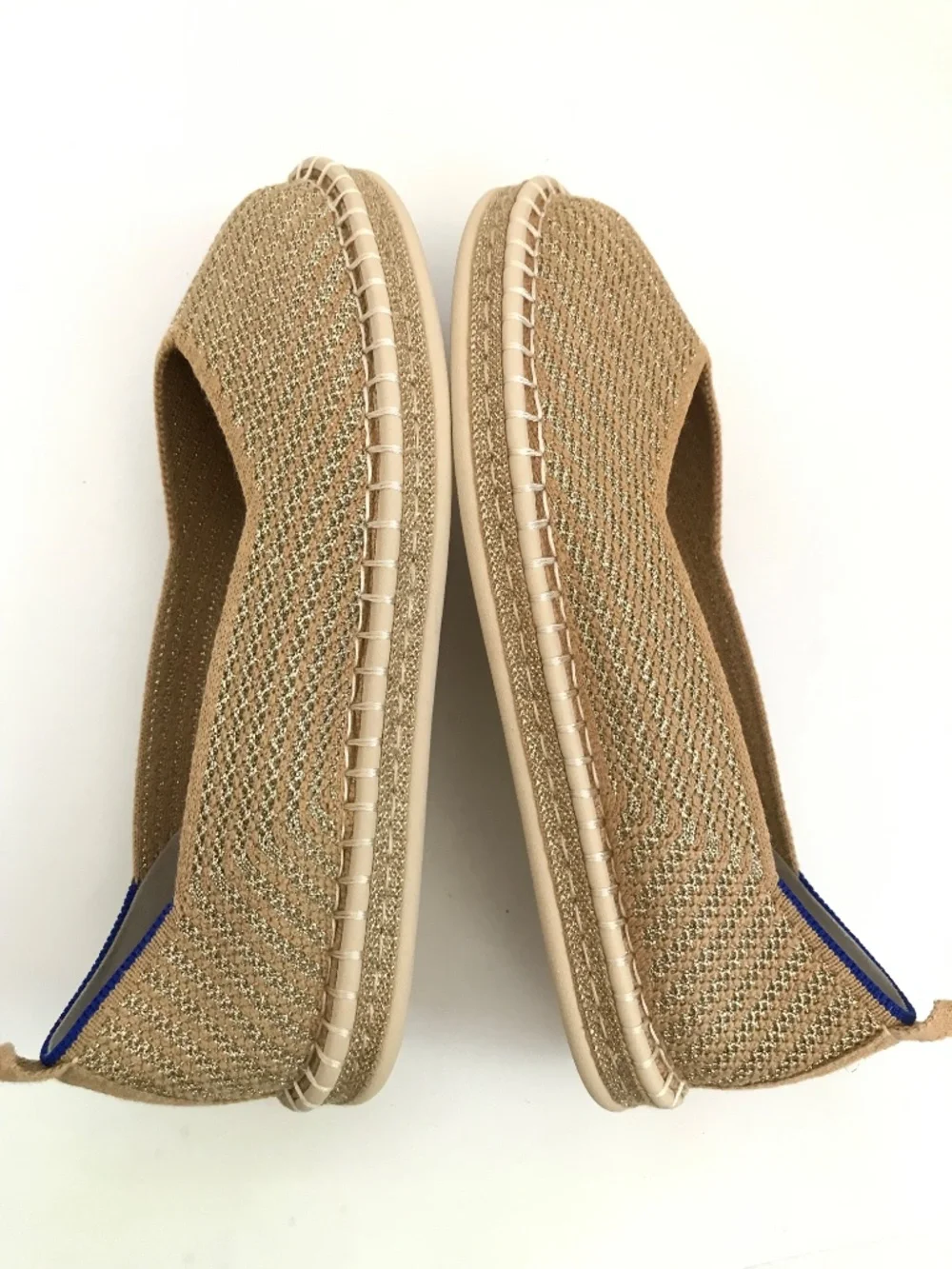 ROTHY'S The Espadrilles Gold Stripe Flats Size 8